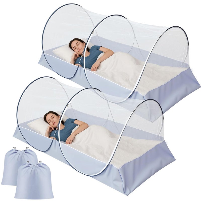 Vincreem 2 Pcs Large Pop up Mosquito Tent Nets Portable Foldable Mosquito Nets for Bed Camping Travel Patio Outdoor Crib Bug Netting Mesh Tent Canopy for Adults Bedroom (78 * 39 * 28 Inch) - Image 1